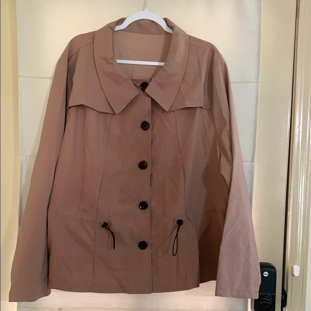 NWOT Shein Brown Camel Trench Coat Jacket Dark Academia Classic Plus Size 5xl